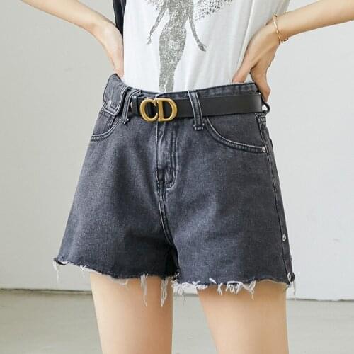 Jeans for women Shorts High Waist Streetwear Washed Tassle Shorts Girls Wide Leg Denim Shorts With Belt