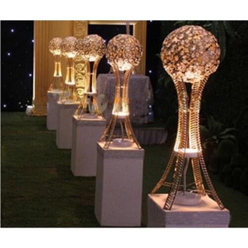 Good Quality Globe stand wedding Event table 70cm Tall centerpieces SILVER or GOLD ,Crystal metal ball candle holder Road Leads