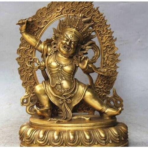 28cm Exquisite Tibetan Buddhism Bronze Vajrapani Chana Dorje Mahakala buddha statue