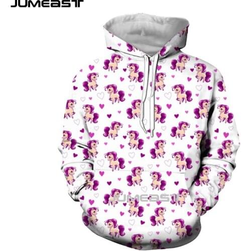 Jumeast Brand Men/Women 3D Printed Sweatshirt Cartoon Little Pony Long Sleeve Cap Hoody Sport Pullover Hoodies