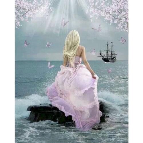 Girl In Water Pink Dre Figure Painting By Numbers Hand Painted Oil Painting Adult Child Picture Colouring Home Decor Unique Gift