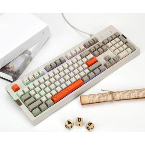Ajazz AK510 Retro Gaming Mechanical Keyboard RGB Backlit 104 Keys Anti-ghosting PBT SP Spherical Keycap Wired Keyboard