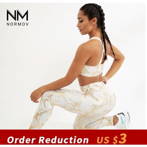 NORMOV Sexy Women Sets Workout Snake Print Quick Dry Suit Fitness Cross Backless Bras And High Waist Push Up Leggings Sets Femme