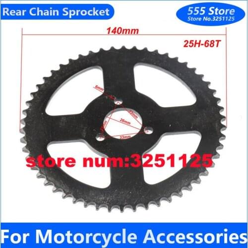 THE MOTOR Store 26mm 68 Tooth 25H 2 Stroke Mini ATV Steel Rear Chain Sprocket For 47cc 49cc Chinese Pocket Bike Quad 4