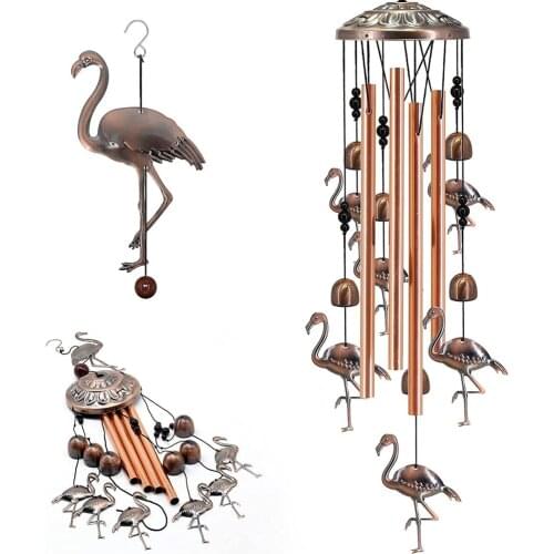 Metal Pipe Wind Chimes Brass Bells Flamingo Elephant Turtle Pendant Gift Angel Wind Chimes Idyllic Retro Relaxing Melodic Tones