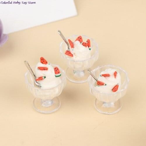 1pcs 1:12 Dollhouse Miniature Mini Ice Cream Cups Model Pretend Play Food Accessorie Miniature Food Play