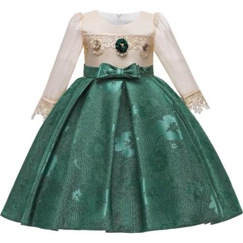 Summer New Girls Dress for 3 to 10 years old European and American childrens wear childrens princess long sleeve dresses