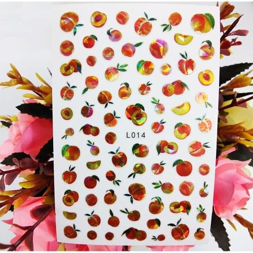 New 3D Nail Stickers Watercolor Peach Self Adhesive Decals Foil Fruits Art Decorations on Nails Manicure Accessories Tips