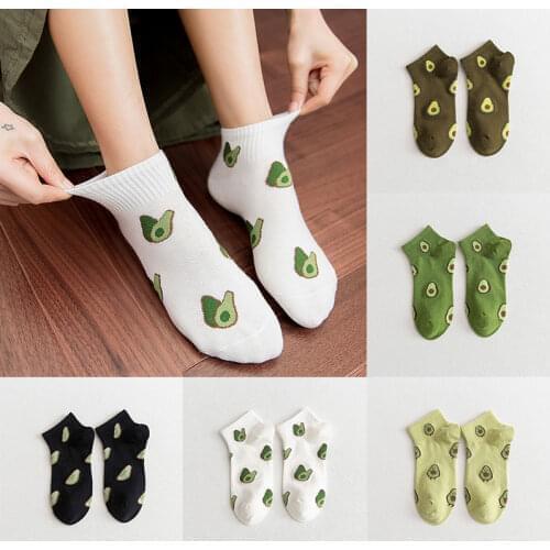 New Fashion Women Cotton Cartoon Fruit Ankle Socks Summer Japanese Avocado Cute Boat Socks Casual Soft Girls Short Sock