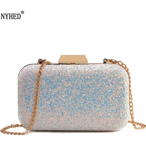 NYHED Women Wedding Ceremony Clutches Marriage Party Evening Chains Handbag Dinner Bag