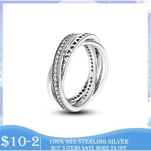 Wedding Rings 925 Sterling Silver Triple Stackable Heart Zircon Finger Ring for Women Engagement Bride Anel Gift S925 Jewelry