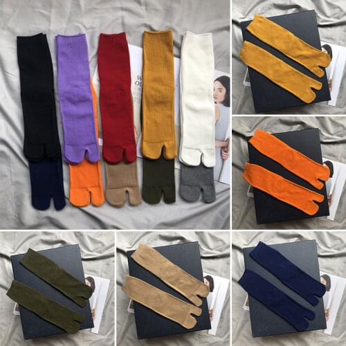 Solid Color Tabi Socks Women Men Combed Cotton Split Toe Socks High Quality Unisex Japanese Harajuku Short Two-toe Socks