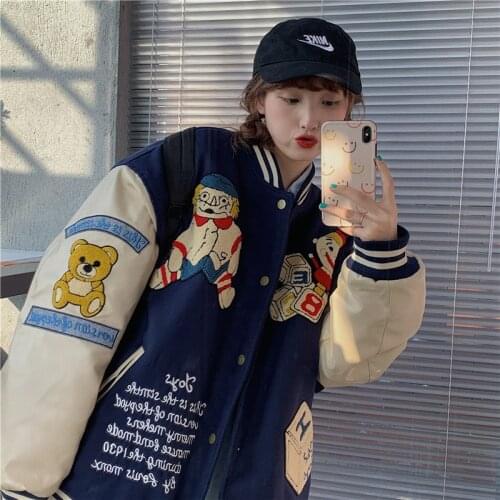 Fall 2020 new college style trend casual versatile heavy industry thickened cotton padded Baseball Jacket cotton jacket 2 colors