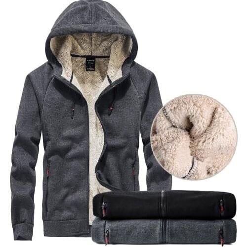 Plush Padded Hoodie Men Fashion Autumn and Winter Casual Cardigan Jacket Men Loose Plus Size Warm Sweatshirts