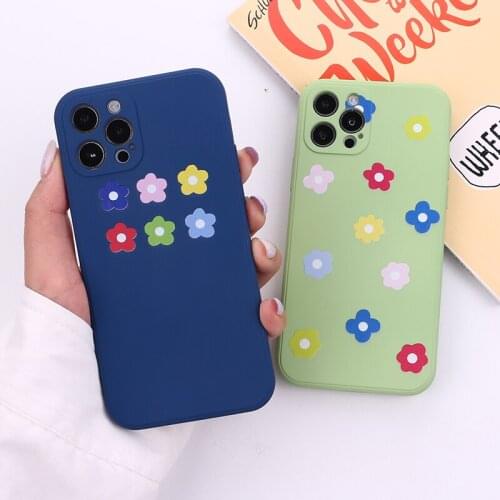 Luxury Beautiful Flowers Liquid Silicone Phone Case Cover For iPhone 11 12 Pro Max Mini X XR XS 7 8 Plus Protective Cover Shell