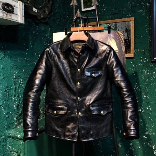 A core can be detoxified tea horse leather part brake leather troupe, restoring ancient ways is really a leather jacket