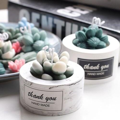 Succulent Plants Wax Candle Mold Aromatherapy Silicone Mold for 3D DIY Resin Epoxy Gypsum Flower Shape Make Candles