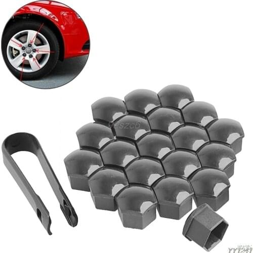 Car styling 20 x 17mm Car Wheels Plastic Nuts with Screw Cap Removal Tools for VW AUDI Gray car accessories DropShip