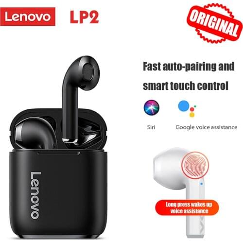 Lenovo LivePods LP2 Headphones Bluetooth 5.0 TWS Earphones True Wireless Headset with CVC&ENC Noise Reduction IPX5 Waterproof