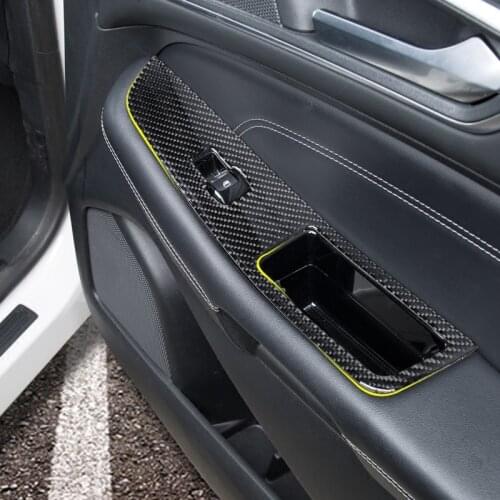 Carbon Fibre Widnow Glasses Doors Armrest Cover Frame For Ford Edge 2015 16 17 2018 AAA187