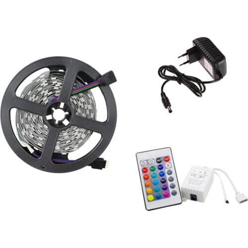 5m/10m RGB 5050 Waterproof LED Strip light Lamp 24 Key Remote and DC12V Power Supply