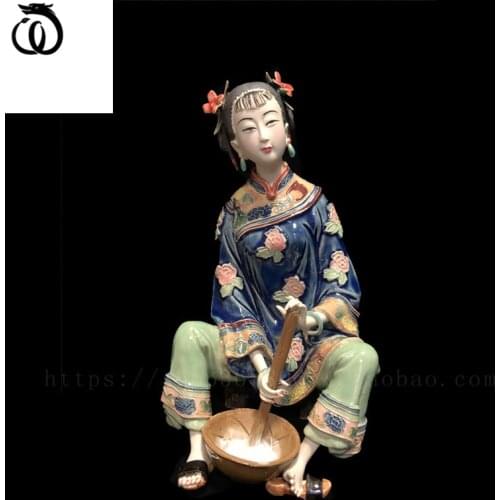 WU CHEN LONG Chinese Style Classical Beautiful Women Art Sculpture Beauty Lady Figure Statue Ceramic Craft Home Decoration R6102