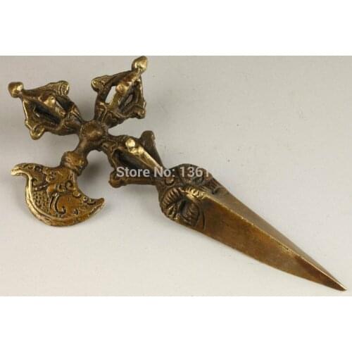 Xd 001333 SUPERB VINTAGE COLLECTABLE OLD BRONZE BUDDHIST SPIRITUAL EXORCISM TOOLS