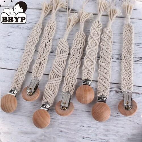 Crochet Pacifier Clip Chain Woven Cotton Rope BPA-free DIY Dummy Nipple Holder Soother Baby Teething Chewable Toys Shower Gifts