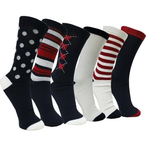 Womens Socks Red Blue Multicolor Striped Polka Dots Polka Medium Long Plaid Women Fashion Chic Style Casual
