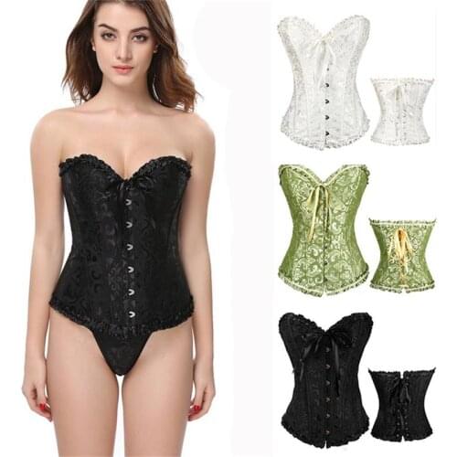Women Lace Up Corset Bustier Top Corset Boned Waist Trainer Strapless Abdomen Corset for Wedding Party
