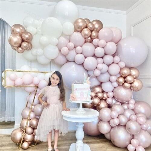 179pcs Birthday Balloons Set Baby Pink Whtie Chrome Purple Balloons Wedding Baby Shower Globos Party Decoration Supplies Gifts