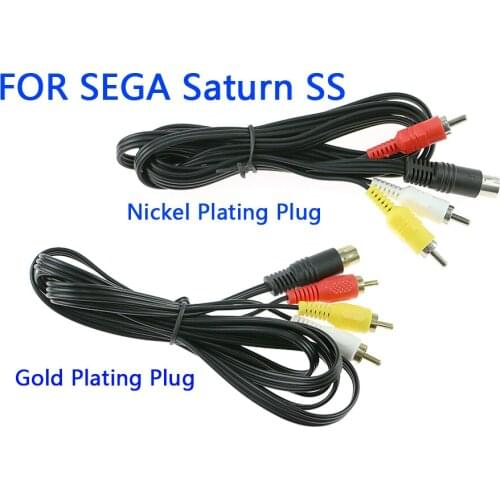 1pcs Gold Plating Plug AV Cable for SEGA Saturn for SS RCA Cord Nickel Plating Plug AV Cable for SEGA Saturn RCA Cord for SS