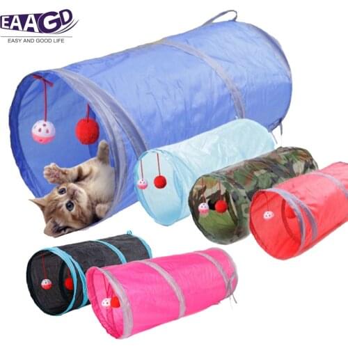 1Pcs Multi Colors Collapsible Cat Tunnel Tube Tunnel Bored Cat Pet Toys Hole Toy Ball Cat, Puppy, Kitten, Rabbit (2-Way)