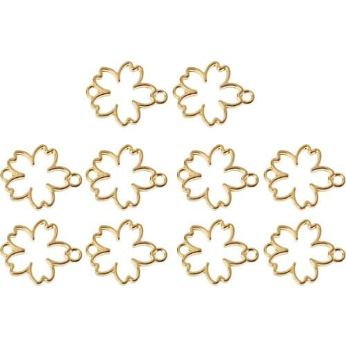 10Pcs DIY Cherry Flower Frame Pendant Open Bezel Setting UV Resin Jewelry Making 40GB