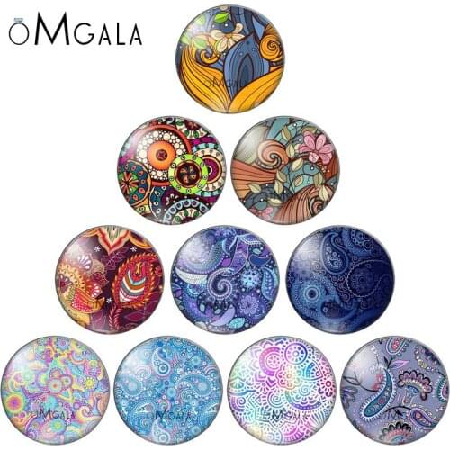 10pcs Mixed 8mm 10mm 12mm 14mm 16mm 20mm 25mm 30mm Paisley Flower Photo Glass Cabochons demo flat back Making findings