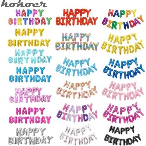16 inch Letters HAPPY BIRTHDAY Foil Balloons Happy Birthday Party Decoration Kids Alphabet Air Balloons Baby Shower Supplies