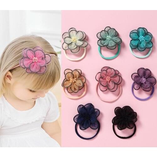 24 pcs/lot, Baby Girls Burned Mesh Flower Skinny Nylon headbands, Newborn headwear Baby Shower Gift