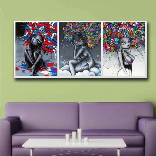 3pcs DIY Diamond Art Abstract Cute Little Girl diamond Painting Full Square diamond Picture Embroidery Cross Stitch Decoration