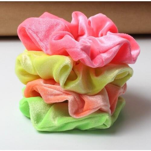 3pcs/lot Neon Scrunchies Hair Elastic Hair Ties Colorful Ponytail Holders Bright Hair Accessories Velvet Scrunchies For Women