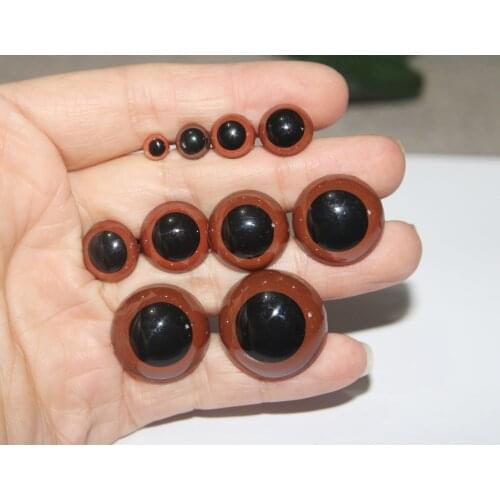 300pcs/lot 6/8/10/12/14/16/18/20/22/24mm round plastic safety brown toy eyes with washer for doll plush doll--size option