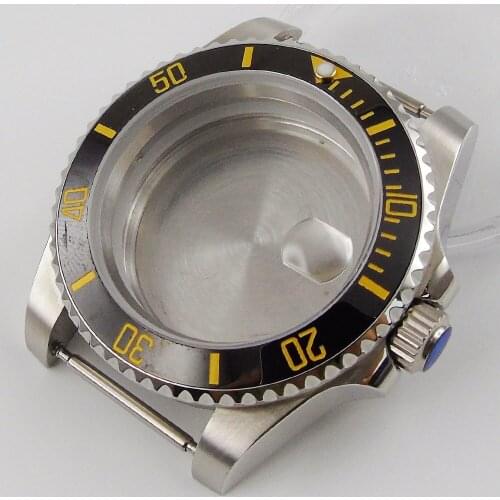 43mm Black ceramic bezel sapphire glass date fit 8205 8215 821A 2836 movement Watch Case