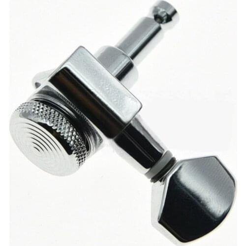 6pcs 19:1 Tuning Ratio Guitar Heads Replacement Chrome Right 6 Inline Locking Guitar Tuners Tuning Keys Pegs Non-staggered Shaft