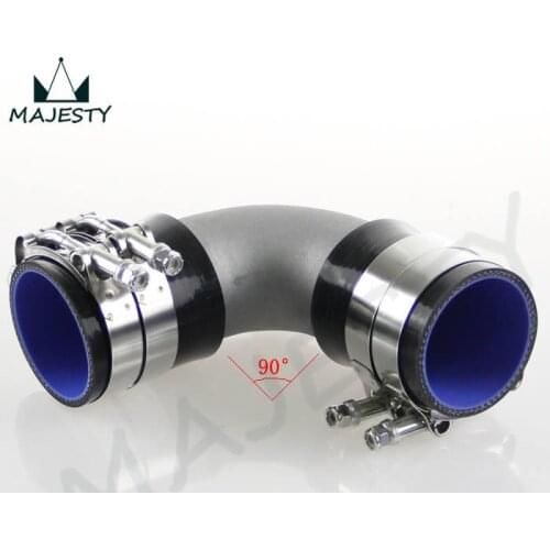 63mm 2.5" Cast Aluminum 90 Degree Elbow Pipe Turbo Intercooler+ silicone hose kit BLACK