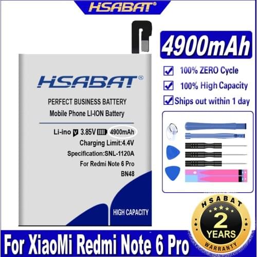 HSABAT BN48 4900mAh Battery For XiaoMi Redmi Note 6 Pro free tools