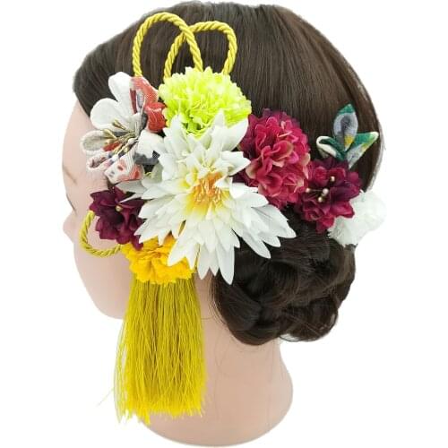 Japanese Style Hair Comb Floral Tassel Elegant Hair Accessories Wedding Ceremony Exquisite Handmade Kimono Headdress