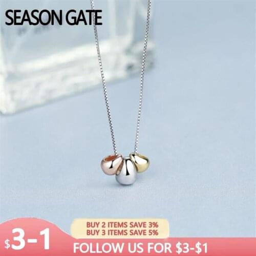 Season Gate 925 Sterling Silver Chain Three color Angel Egg Small beans Simple Fashion Necklace for women SN033
