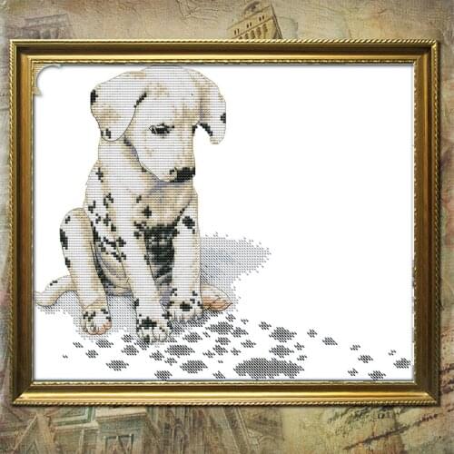 Dalmatians sad Cross Stitch Kits pattern Printed canvas Fabric Dog Embroidery Needlework set 14CT Easy dmc Cross-stitch Handmade
