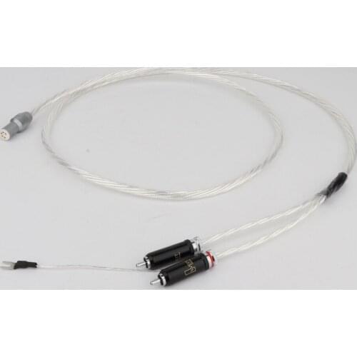 Hifi OFC Silver Plated Audio Cable Hi-end 5 pin DIN Connector to 2RCA Tonearm Cable Audiophile Phono Cable