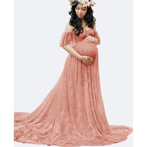 Lace off shoulder Maternity Dresses For Photo Photography Props Maxi Dress For Pregnant Women Shoot pregnancy photo shooting NEW