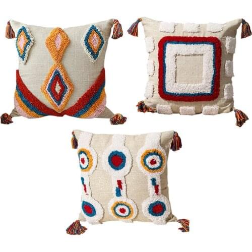 Cushion Cover Tassels Boho Style Ethnic Pillow Cover Handmade Luxury Moroccan Style 45X45cm